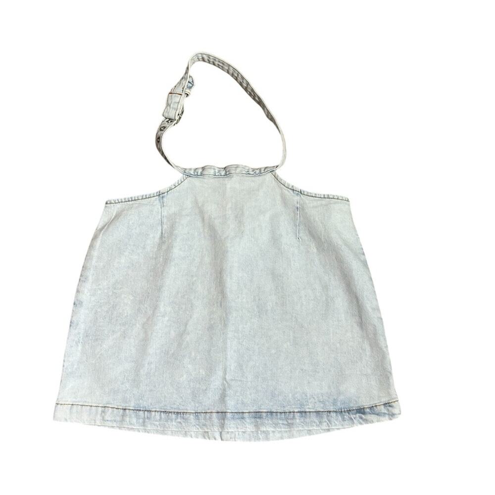 WeWoreWhat Light Wash Denim Halter Top Small